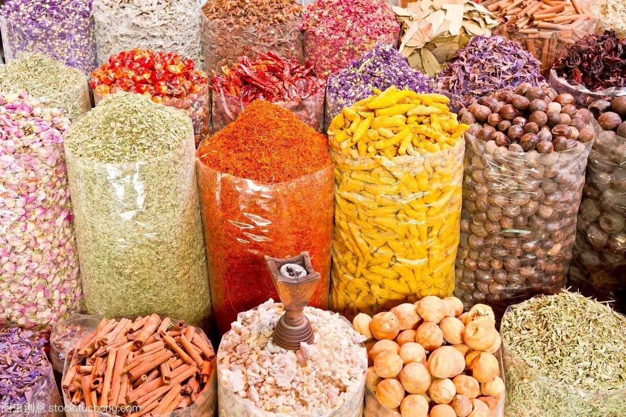 迪拜香料集市 新鲜农产品的视觉盛宴